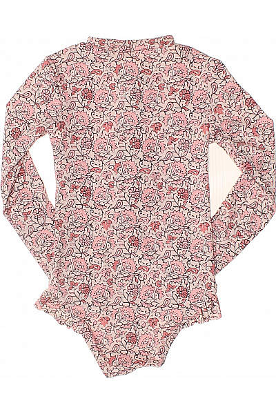 WE  Dívčí plavky s dlouhým rukávem a volánkem růžové květinové Vel. 110/116 | WE  | obrázek 3