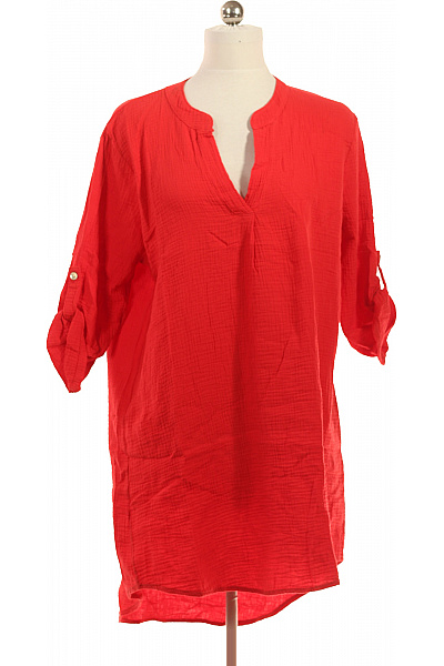Zwillingsherz Dámské červené Mušelínové šaty S Krátkým Rukávem Volnočasové Letní Tunikové Velikost XXL