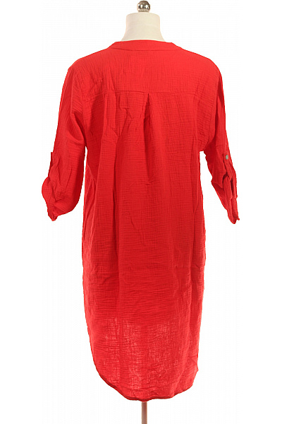 Zwillingsherz Dámské červené mušelínové šaty s krátkým rukávem volnočasové letní tunikové Velikost XXL | Zwillingsherz | obrázek 2