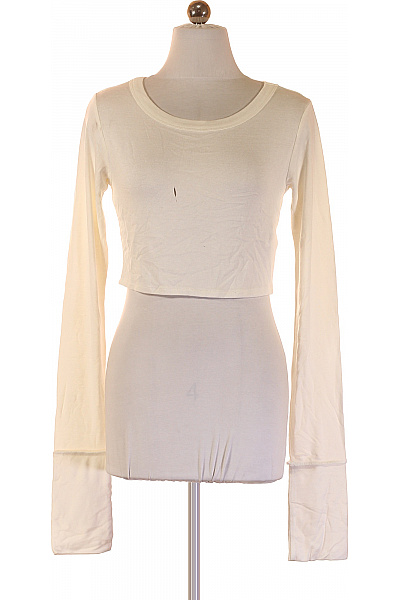Dámské Tričko S Dlouhým Rukávem Crop Top Jednobarevné Basic Vel. EU 40