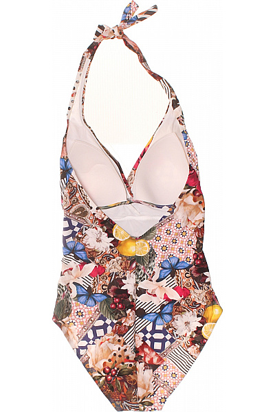 Dámské jednodílné plavky za krk s kamínky květinové retro Vel. 36 | Unimoda | obrázek 3