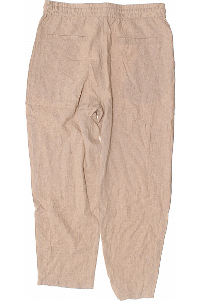 Dámské lněné kalhoty volnočasové béžové s kapsami Vel. L | Unimoda | obrázek 3