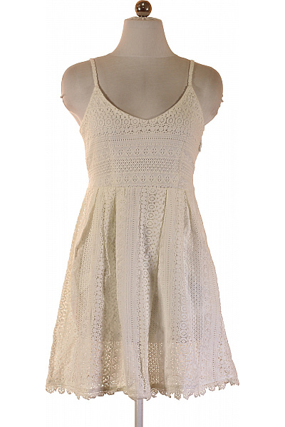 ONLY Dámské Krajkové šaty Na Ramínka Letní Boho Ažurové Bílé Velikost 36