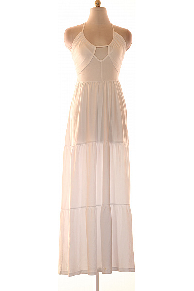 MYLAVIE Dlouhé Bílé šaty Na Ramínka Letní Boho Vel. 34