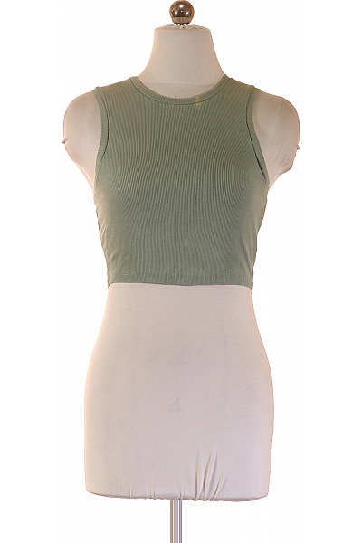 ONLY Dámské Tričko Bez Rukávů Crop Top Zelené Bavlněné Basic Velikost S