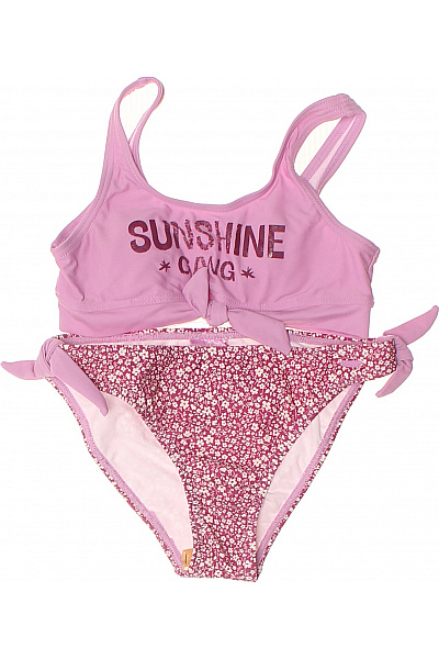 PROTEST Růžové Dívčí Plavky S Květinovým Vzorem A Nápisem Sunshine Gang Vel. 152