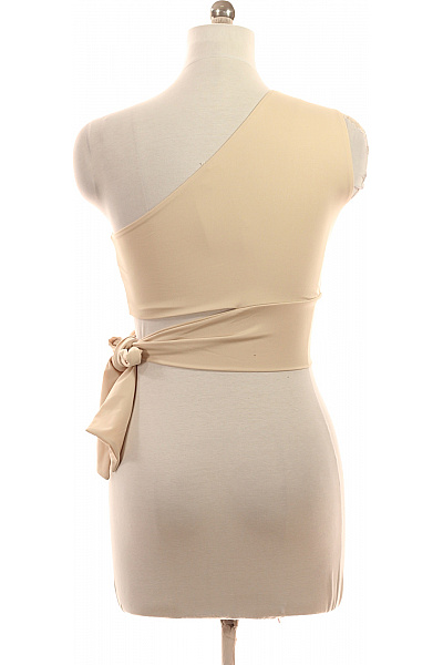 LeGer by Lena Gercke Dámské béžové tričko bez rukávů zavinovací s uzlem asymetrické crop top Vel. 38 | LeGer by Lena Gercke | obrázek 3