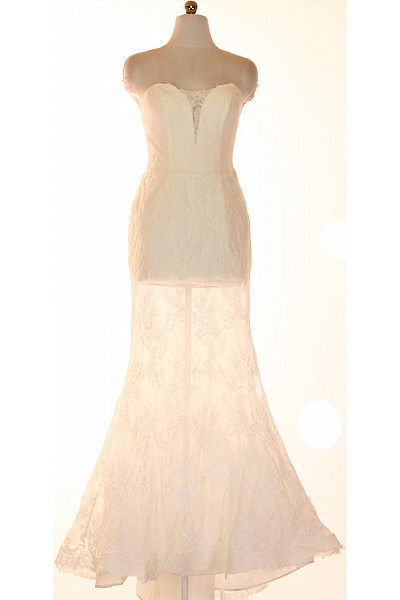 Svatební šaty Krajkové Dlouhé Mořská Panna Bez Ramínek Elegantní Vel. IT 44