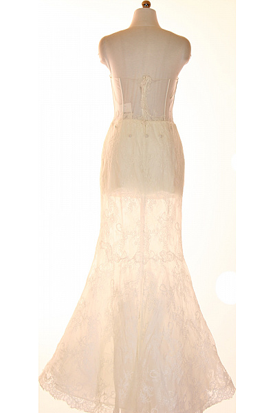 Svatební šaty krajkové dlouhé mořská panna bez ramínek elegantní Vel. IT 44 | Unimoda | obrázek 2