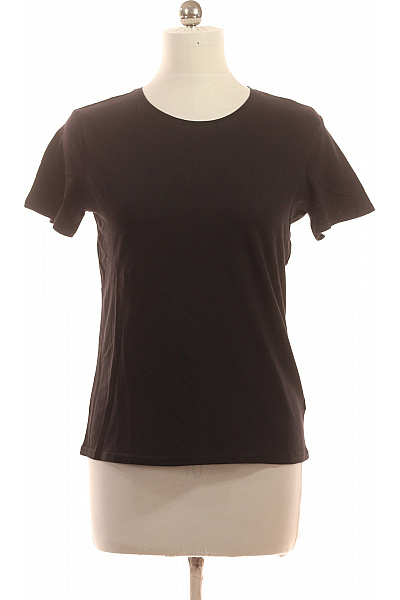 Dámské bavlněné tričko s krátkým rukávem a kulatým výstřihem černé barvy basic styl Velikost M | Unimoda | obrázek 2