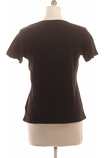 Dámské bavlněné tričko s krátkým rukávem a kulatým výstřihem černé barvy basic styl Velikost M | Unimoda | obrázek 3