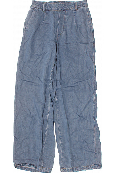 OBJECT Dámské Džíny Volné Modré Bavlněné S Gumou V Pase Vel. XS