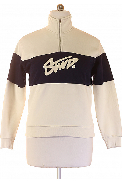 PULL&BEAR Pánská Mikina S Dlouhým Rukávem Pruhovaná Streetwear S Potiskem Velikost XS