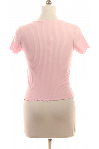 ONLY Dámské tričko růžové krátký rukáv crop top žebrované basic Vel. m | ONLY | obrázek 2