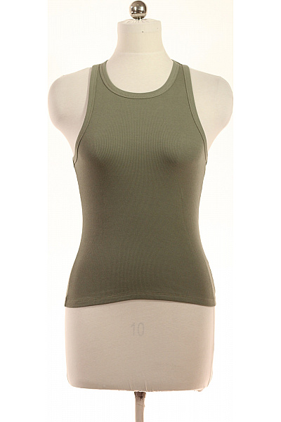 Dámské Tílko Bez Rukávů Zelené Jednobarevné Basic Bavlna Velikost M