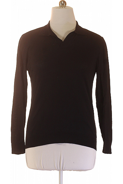 Pánské tričko s dlouhým rukávem a límečkem černé bavlněné jednobarevné basic Velikost L | Unimoda | obrázek 2