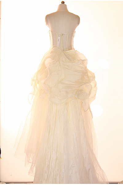 Svatební Hedvábné Hedvábí Maxi Šaty Bez Rukávů Volné Vrstvené Romantické Velikost IT 44 | Unimoda | obrázek 2