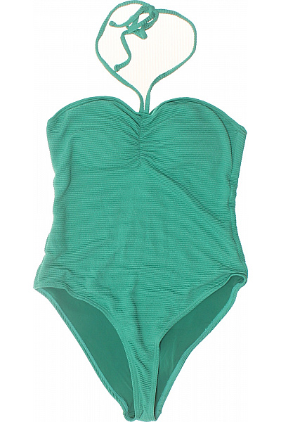 Dámské Jednodílné Plavky Za Krk žebrované Zelené Velikost M