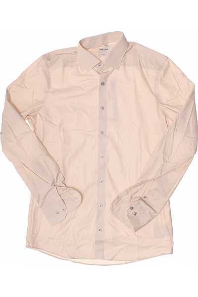 OLYMP Pánská Košile S Dlouhým Rukávem Elegantní Business Slim Fit Puntíkovaná Bavlněná Velikost 39