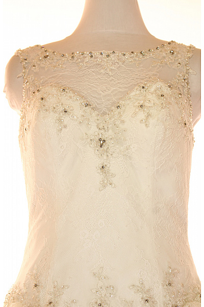 Svatební dlouhé princeznovské tylové šaty s korzetem třpytivé Velikost 40 | Unimoda | obrázek 4