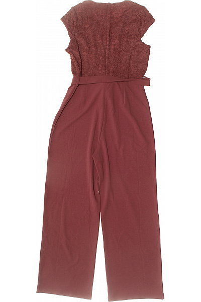 VILA dámský krajkový overal s páskem společenský vínový Vel. m | VILA | obrázek 2