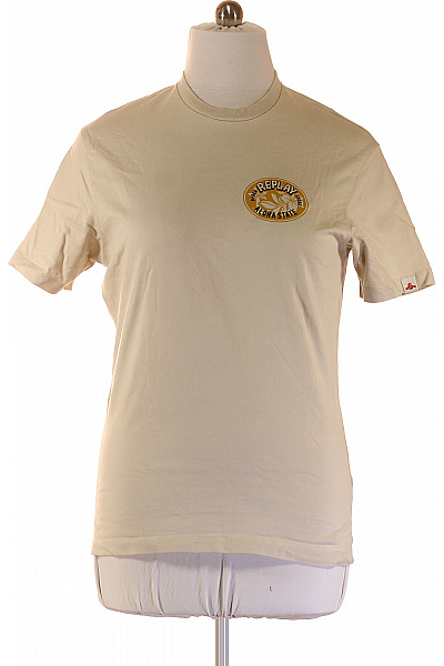 REPLAY tričko s krátkým rukávem a potiskem bavlněné béžové Vel. XL | REPLAY | obrázek 2