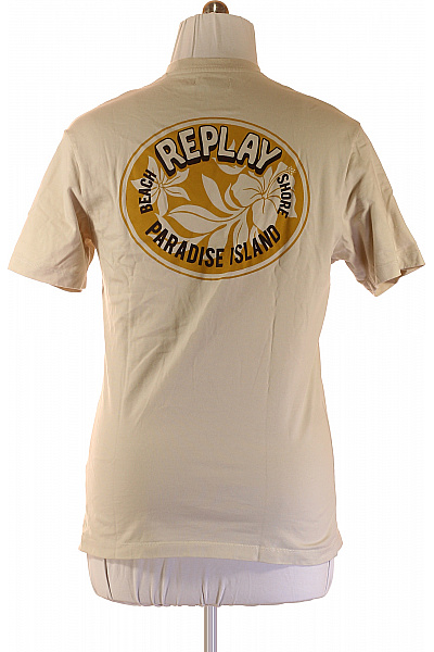 REPLAY tričko s krátkým rukávem a potiskem bavlněné béžové Vel. XL | REPLAY | obrázek 3