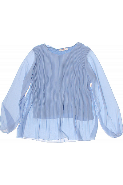 Zabaione Dámská Halenka S Dlouhým Rukávem Modrá Plisovaná Průsvitná Vel. XL