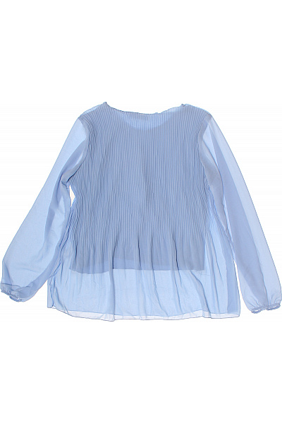 zabaione Dámská halenka s dlouhým rukávem modrá plisovaná průsvitná Vel. XL | zabaione | obrázek 2