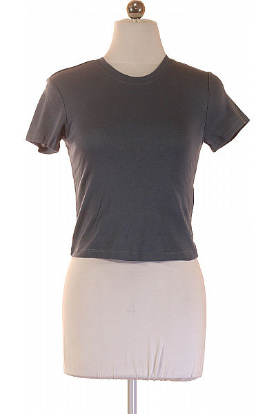 ONLY Dámské Tričko S Krátkým Rukávem Basic šedé Bavlněné Crop Top Velikost S