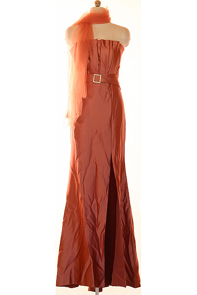 Nicole  Dámské Dlouhé Společenské šaty S Páskem Oranžové Velikost 44