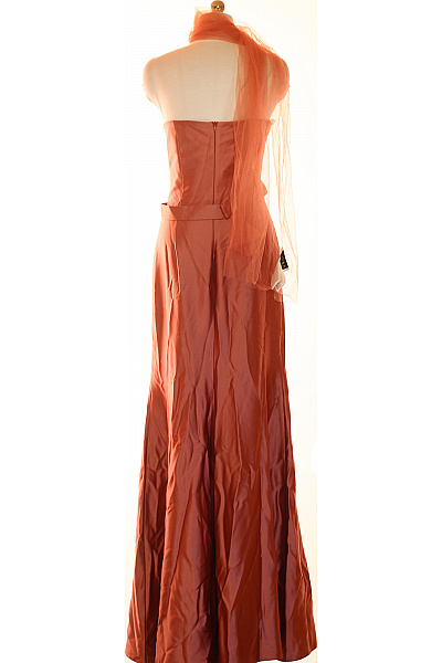 nicole  Dámské dlouhé společenské šaty s páskem oranžové Velikost 44 | nicole  | obrázek 2