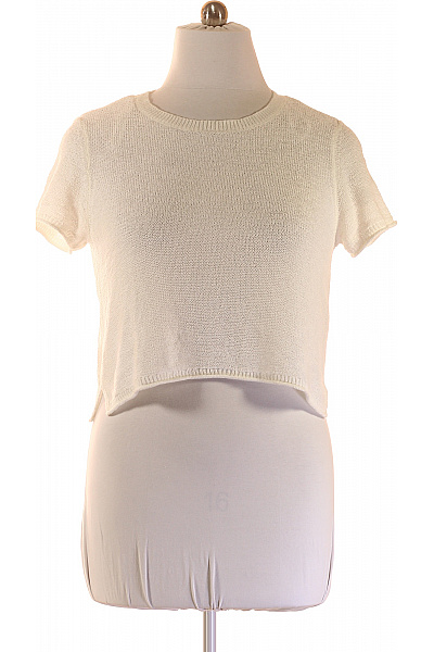 ONLY Dámská Halenka Krátký Rukáv Bílá Pletená Crop Letní Vel. L