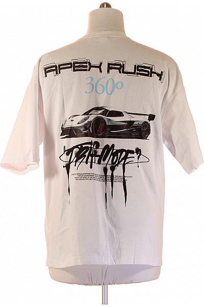 Bershka Pánské tričko s krátkým rukávem a potiskem bílé bavlna oversize streetwear Velikost EU XL | Bershka | obrázek 3