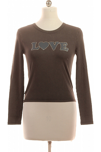 DESIGUAL Dámské tričko s dlouhým rukávem a potiskem LOVE hnědé bavlněné basic Vel. EU M | DESIGUAL | obrázek 2