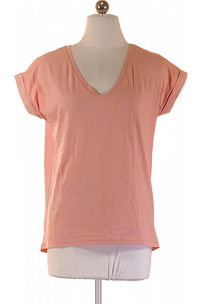 VILA Dámské Tričko S Krátkým Rukávem Růžové Jednobarevné Basic Velikost S