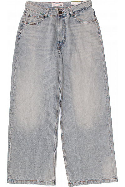 PULL&BEAR Dámské Džíny Volné Se širokými Nohavicemi Vysoký Pas Seprané Vel. 38
