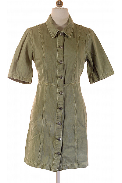 ONLY Zelené Bavlněné Košilové šaty Krátký Rukáv Vel. M