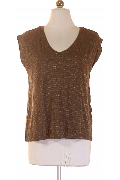 PIECES Dámské tričko s krátkým rukávem hnědé s flitry Velikost S | PIECES | obrázek 2