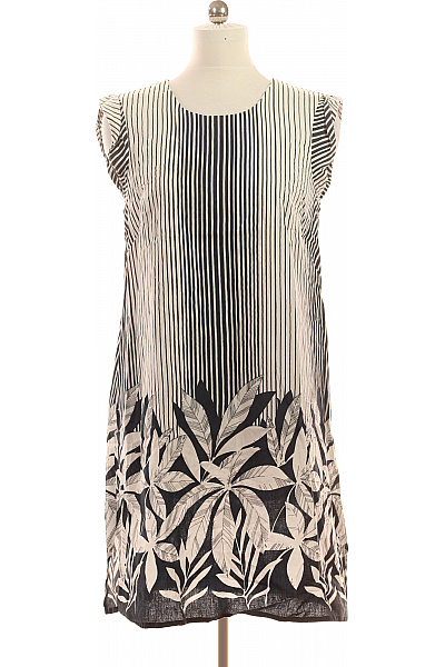 QUIOSQE Bavlněné šaty s pruhy a listy letní volnočasové Vel. 42 | QUIOSQE | obrázek 2