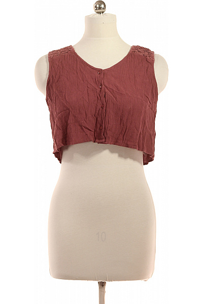 Dámské Tričko Bez Rukávů Crop Top Vínové Jednobarevné Vel. 40