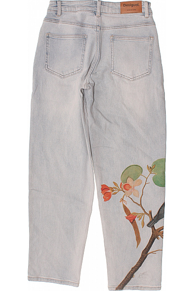DESIGUAL Dámské džíny s potiskem květin a ženy, vysoký pas, modré, bavlněné, vintage styl Vel. EU 36 | DESIGUAL | obrázek 2