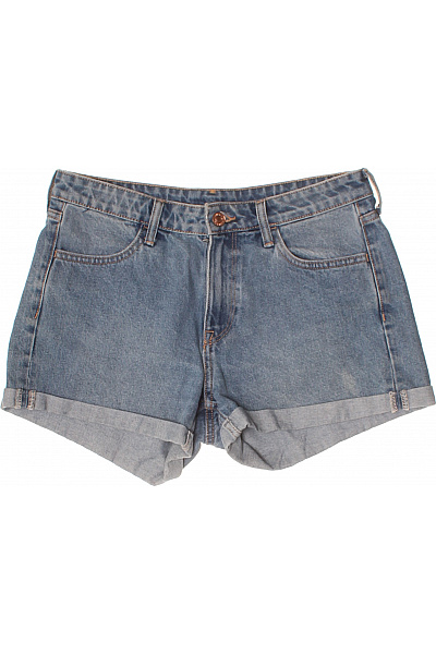 HM  Dámské Džínové Kraťasy S Kapsami Volnočasové Krátké Modré Vel. M
