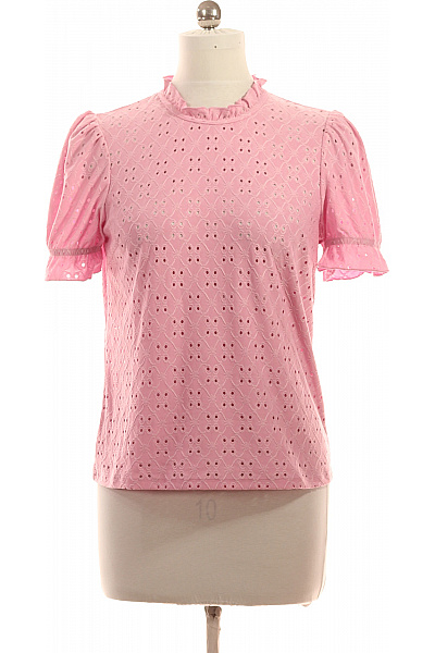 VILA Růžová halenka s krátkým rukávem a volánky madeirová Velikost M | VILA | obrázek 2