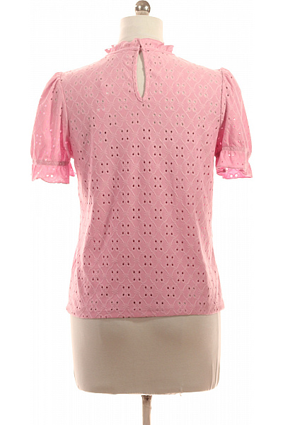 VILA Růžová halenka s krátkým rukávem a volánky madeirová Velikost M | VILA | obrázek 3