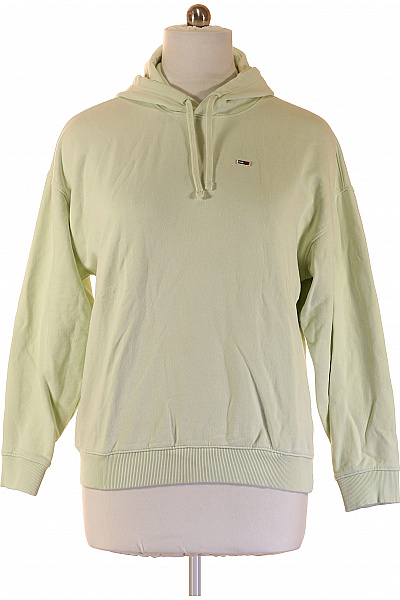 TOMMY HILFIGER Zelená bavlněná mikina s kapucí a dlouhým rukávem jednobarevná streetwear Vel. xs | TOMMY HILFIGER | obrázek 2