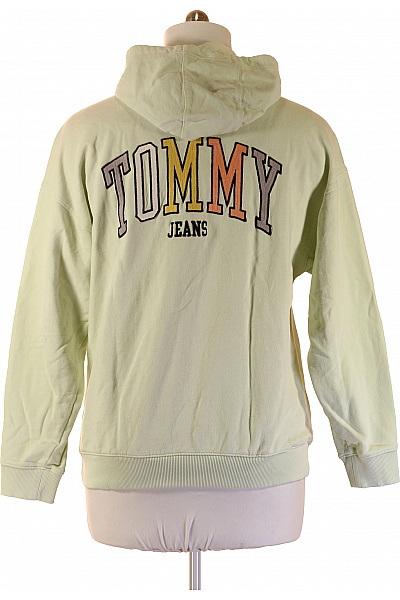 TOMMY HILFIGER Zelená bavlněná mikina s kapucí a dlouhým rukávem jednobarevná streetwear Vel. xs | TOMMY HILFIGER | obrázek 3