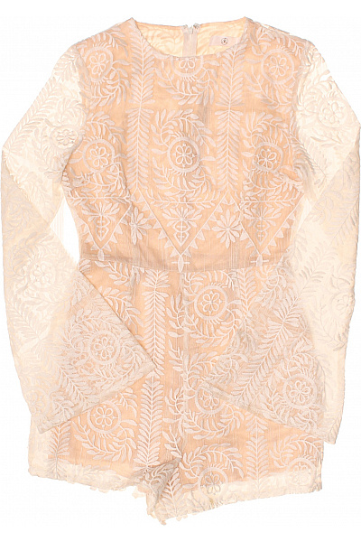 Missguided Dámský Krajkový Overal S Dlouhým Rukávem Béžový Vel. 38