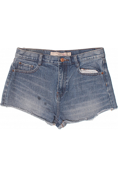 ZARA Dámské Džínové Kraťasy S Vysokým Pasem Volnočasové Modré Velikost 38
