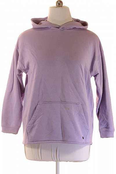 TAMARIS Dámská Bavlněná Mikina S Kapucí Přes Hlavu Jednobarevná Fialová Vel. EU M
